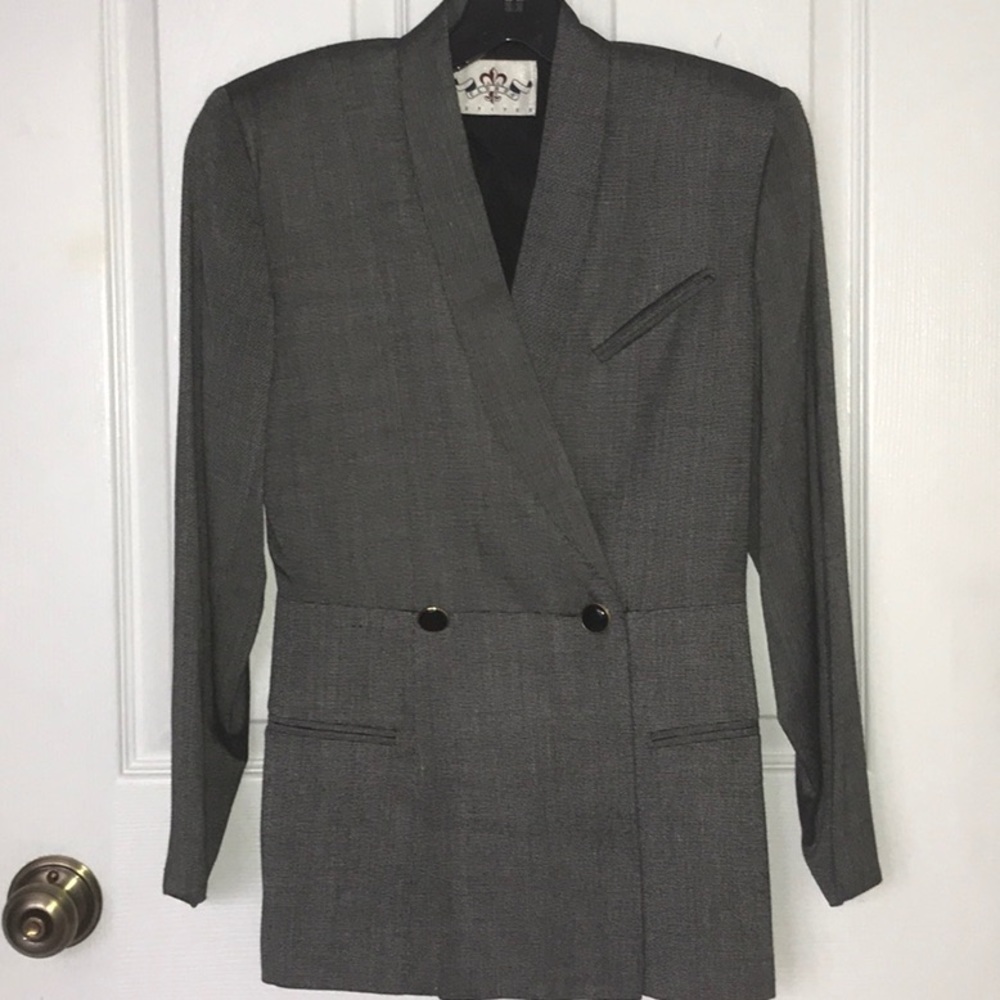 Vintage 90s Oversize Big Shoulder Long Lt Jacket